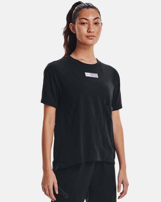 Women's UA Woven Pocket T-Shirt, Black, pdpMainDesktop image number 0